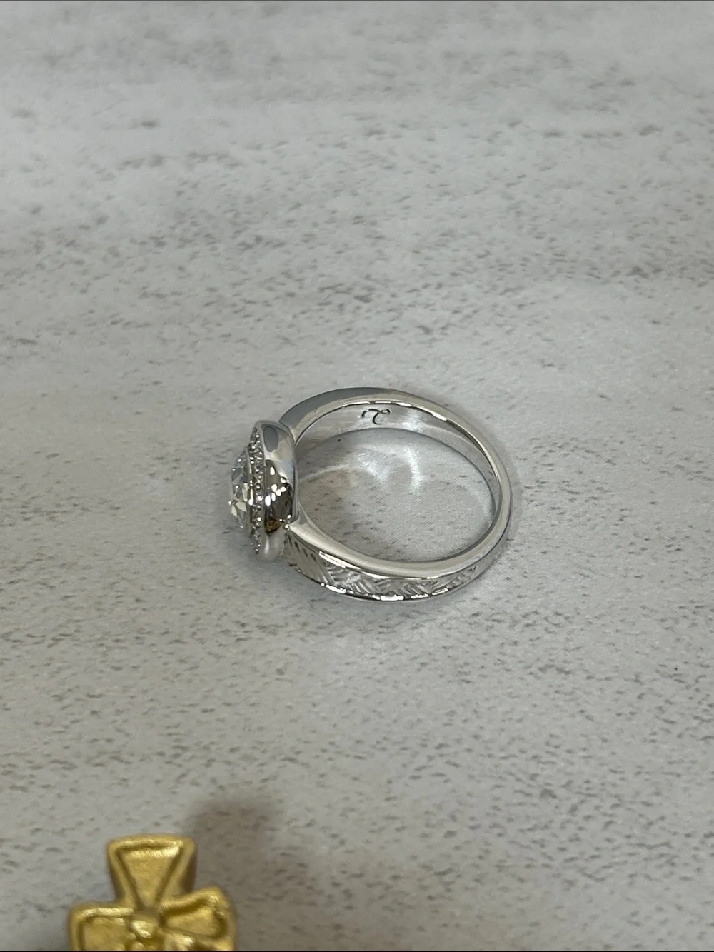 Touchstone Crystal by Swarovski Silver Halo Ring with Clear AB Center Crystal